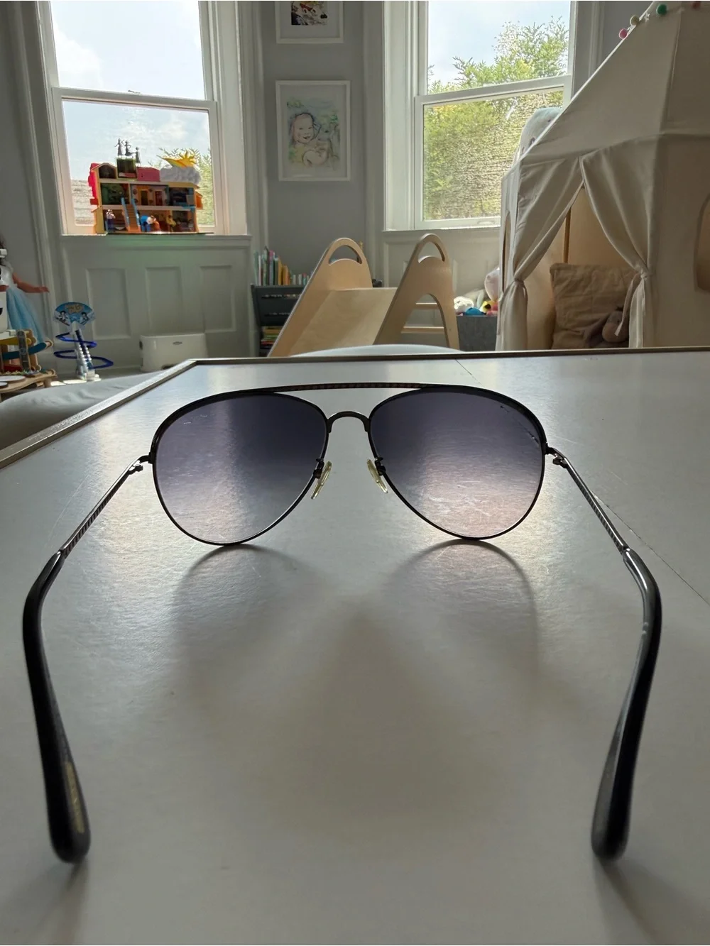 Lanvin Black Frame Aviator Sunglasses with Gray Lenses unisex
